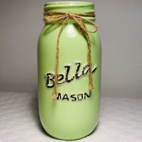 Other - SHABBY FARMHOUSE GREEN MILK-GLASS MASON JAR